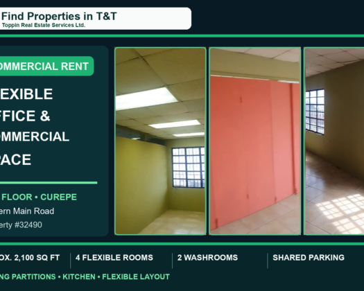 COMMERCIAL SPACE FOR RENT IN CUREPE – 2,100 Sq. Ft. Top Floor on Eastern Main Road
