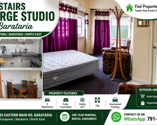 Fully Furnished 2 Bedroom Apartment for Rent in Barataria – $3,800