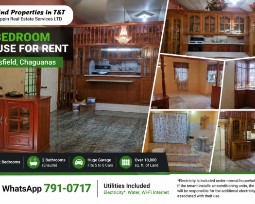 2-Bedroom House for Rent in Petersfield, Chaguanas – 4500