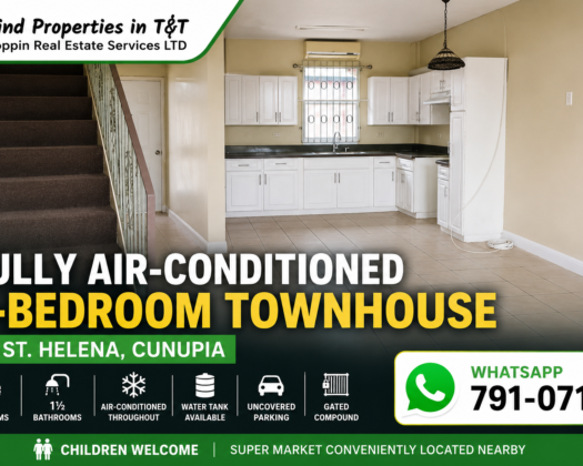 FULLY AIR-CONDITIONED 2-BEDROOM TOWNHOUSE FOR RENT IN ST. HELENA, CUNUPIA